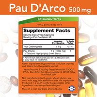 Pau D'Arco 500 mg 100 caps by NOW