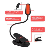 Red Clip-On Book Light by Hooga Health